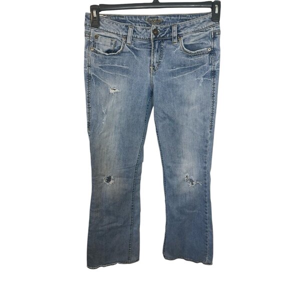 SILVER JEANS Women's Western Glove Works Lola Distressed Jeans Size 30x33 - Picture 1 of 16